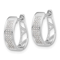 Thumbnail for 14k White Gold Diamond Hinged Oval Hoop Earrings
