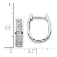 Thumbnail for 14k White Gold Diamond Medium Hinged Oval Hoop Earrings