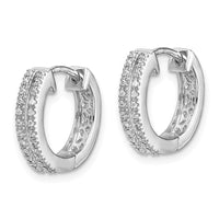 Thumbnail for 14k White Gold Diamond Hinged Round Hoop Earrings