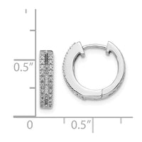 Thumbnail for 14k White Gold Diamond Hinged Round Hoop Earrings