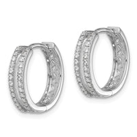 Thumbnail for 14k White Gold Diamond Hinged Round Hoop Earrings