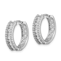Thumbnail for 14k White Gold Diamond Hinged Hoop Earrings