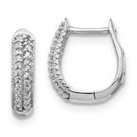 Thumbnail for 14k White Gold Polished Diamond Hinged Hoop Earrings