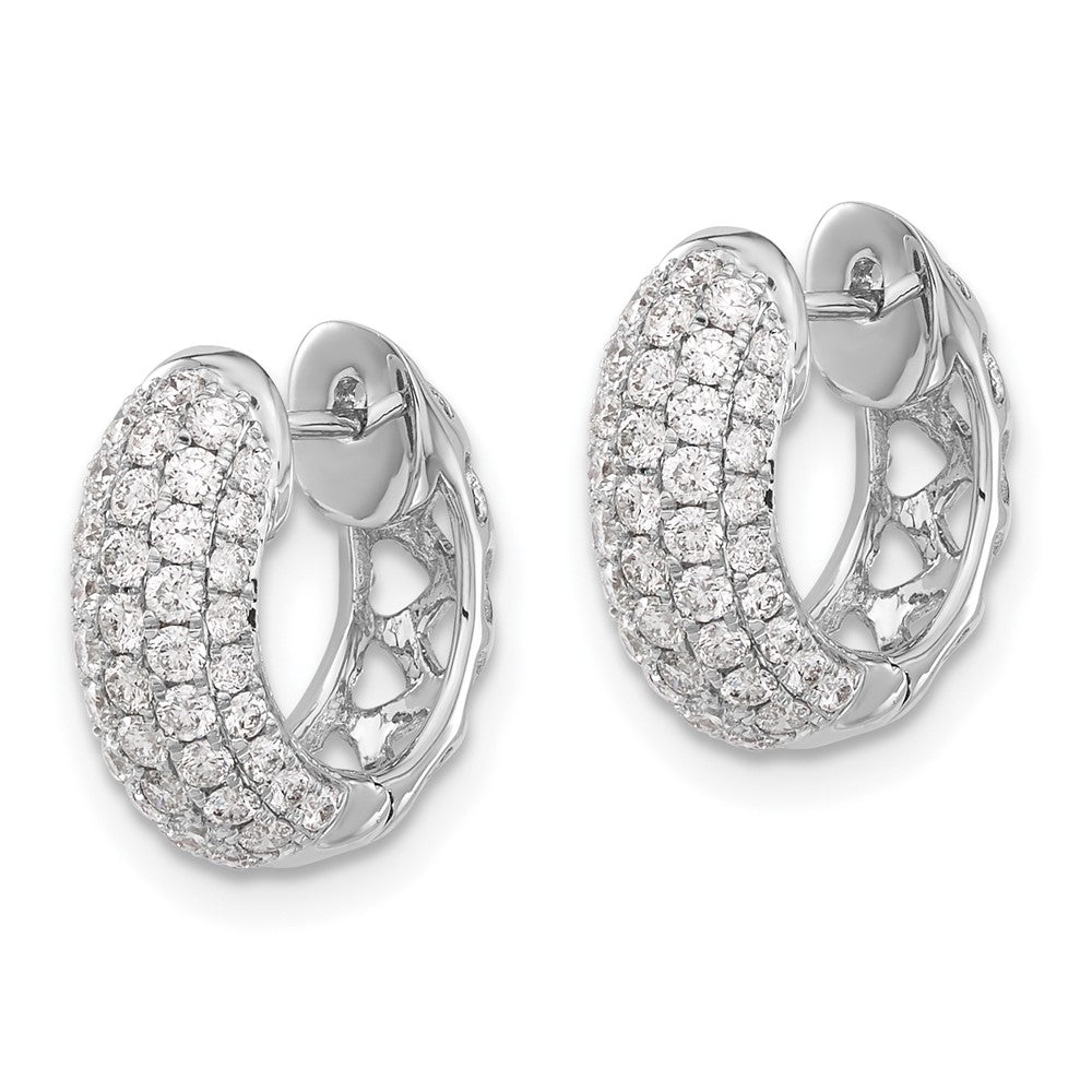 14k White Gold Diamond Hinged Hoop Earrings