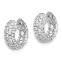 Thumbnail for 14k White Gold Diamond Hinged Hoop Earrings