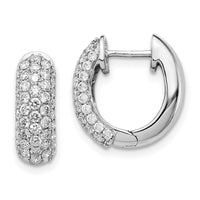 Thumbnail for 14k White Gold Diamond Hinged Hoop Earrings