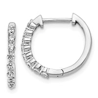 Thumbnail for 14k White Gold Diamond Hinged Hoop Earrings