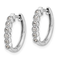 Thumbnail for 14k White Gold Diamond Hinged Hoop Earrings
