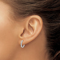 Thumbnail for 14k White Gold Diamond Hinged Hoop Earrings