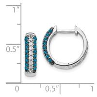 Thumbnail for 14k White Gold White and Blue Diamond Hinged Hoop Earrings