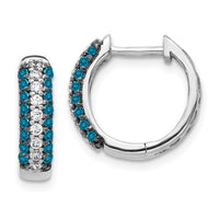 Thumbnail for 14k White Gold White and Blue Diamond Hinged Hoop Earrings