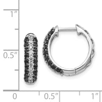 Thumbnail for 14k White Gold White and Black Diamond Hinged Hoop Earrings