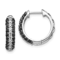Thumbnail for 14k White Gold White and Black Diamond Hinged Hoop Earrings
