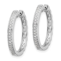 Thumbnail for 14k White Gold Diamond 2mm Hinged Hoop Earrings