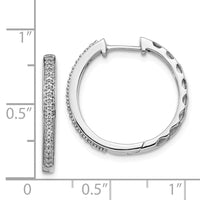 Thumbnail for 14k White Gold Diamond 2mm Hinged Hoop Earrings