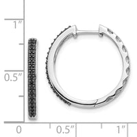 Thumbnail for 14k White Gold Black Diamond 2mm Hinged Hoop Earrings