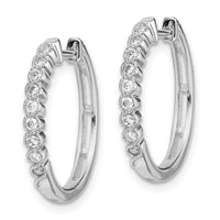 Thumbnail for 14k White Gold Polished Diamond Hinged Hoop Earrings