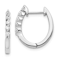 Thumbnail for 14k White Gold Diamond Hinged Hoop Earrings