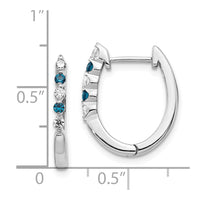 Thumbnail for 14k White Gold Blue/White Diamond Hinged Hoop Earrings