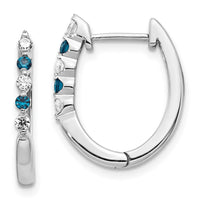 Thumbnail for 14k White Gold Blue/White Diamond Hinged Hoop Earrings