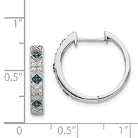 Thumbnail for 14k White Gold Blue/White Diamond Hinged Hoop Earrings