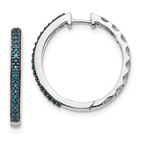 Thumbnail for 14k White Gold Blue Diamond 2.2mm Hinged Hoops