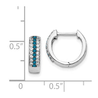 Thumbnail for 14k White Gold Blue and White Diamond Hinged Hoop Earrings