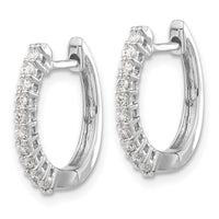 Thumbnail for 14k White Gold Diamond Hinged Hoop Earrings