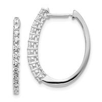 Thumbnail for 14k White Gold Diamond Hinged Hoop Earrings