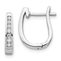 Thumbnail for 14k White Gold Diamond 3mm Hinged Hoop Earrings