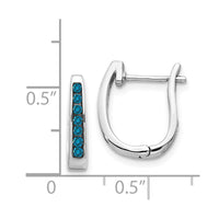 Thumbnail for 14k White Gold Blue Diamond 3mm Hinged Hoop Earrings