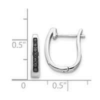 Thumbnail for 14k White Gold Black Diamond 3mm Hinged Hoop Earrings
