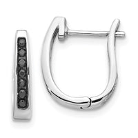 Thumbnail for 14k White Gold Black Diamond 3mm Hinged Hoop Earrings
