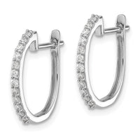 Thumbnail for 14k White Gold Diamond 1.3mm Hinged Hoop Earrings