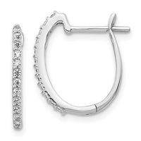 Thumbnail for 14k White Gold Diamond 1.3mm Hinged Hoop Earrings