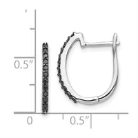 Thumbnail for 14k White Gold Black Diamond 1.3mm Hinged Hoop Earrings