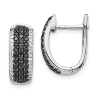 Thumbnail for 14k White Gold Black and White Diamond Hinged Hoop Earrings