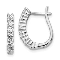Thumbnail for 14k White Gold Diamond Hinged Hoop Earrings