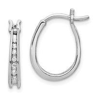 Thumbnail for 14k White Gold Diamond Oval Hinged Hoop Earrings