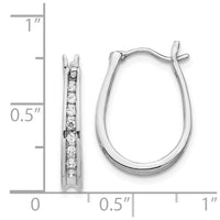 Thumbnail for 14k White Gold Diamond Oval Hinged Hoop Earrings