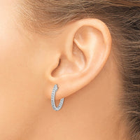 Thumbnail for 14k White Gold In/Out Diamond Hinged Hoop Earrings
