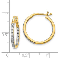 Thumbnail for 14k Diamond In/Out Hoop Earrings
