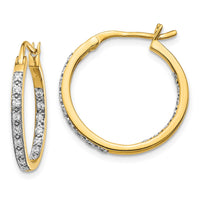 Thumbnail for 14k Diamond In/Out Hoop Earrings