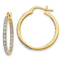 Thumbnail for 14k Diamond In/Out Hoop Earrings