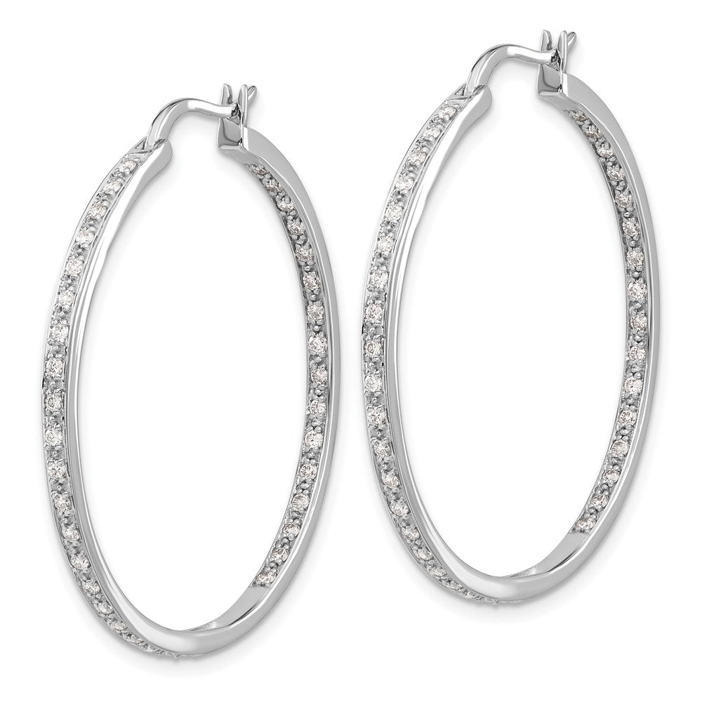 14k Diamond In/Out Hoop Earrings