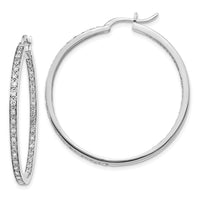 Thumbnail for 14k Diamond In/Out Hoop Earrings