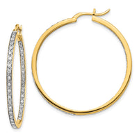 Thumbnail for 14k Diamond In/Out Hoop Earrings