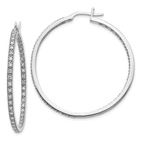 Thumbnail for 14k Diamond In/Out Hoop Earrings