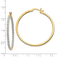 Thumbnail for 14k Diamond In/Out Hoop Earrings
