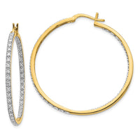 Thumbnail for 14k Diamond In/Out Hoop Earrings